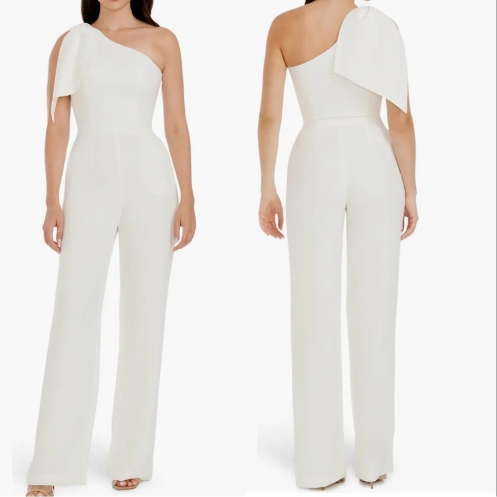 NWOT Dress the Population Tiffany One-Shoulder Jumpsuit white sz XS